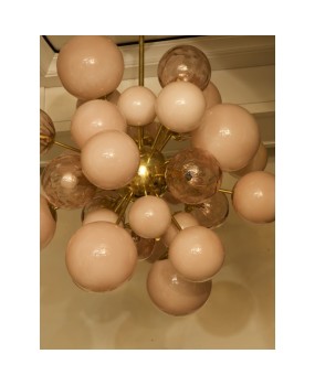 Murano Sputnik Pastel Pink Midcentury Chandelier, 1970