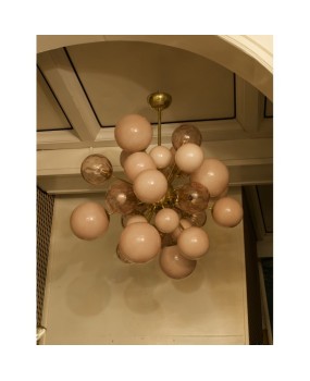 Murano Sputnik Pastel Pink Midcentury Chandelier, 1970