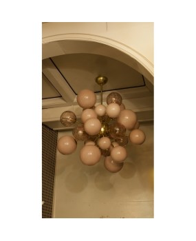 Murano Sputnik Pastel Pink Midcentury Chandelier, 1970