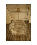Murano Art Glass Transparent and Brass Chandelier, 1970 Murano Art Glass Transparent and Brass Chandelier, 1970