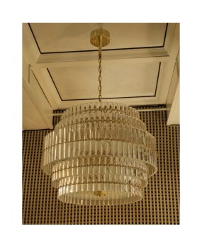 L 91 Lampadario in vetro di Murano color cristallo