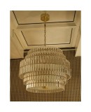 Murano Art Glass Transparent and Brass Chandelier, 1970 Murano Art Glass Transparent and Brass Chandelier, 1970