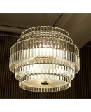 Murano Art Glass Transparent and Brass Chandelier, 1970 Murano Art Glass Transparent and Brass Chandelier, 1970