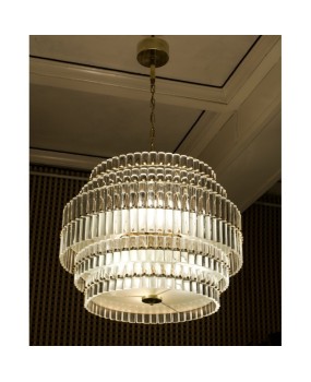 L 91 Lampadario in vetro di Murano color cristallo