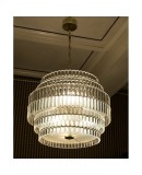 Murano Art Glass Transparent and Brass Chandelier, 1970 Murano Art Glass Transparent and Brass Chandelier, 1970