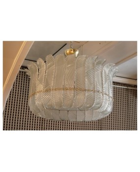 Superb chandelier / ceiling light of an amazing light green color a triumph of leaves