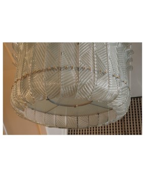 Superb chandelier / ceiling light of an amazing light green color a triumph of leaves