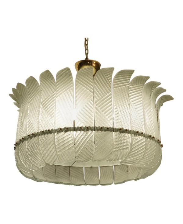 Superb chandelier / ceiling light of an amazing light green color a triumph of leaves