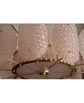 L 89 Lampadario di Murano in vetro color rosa cipria