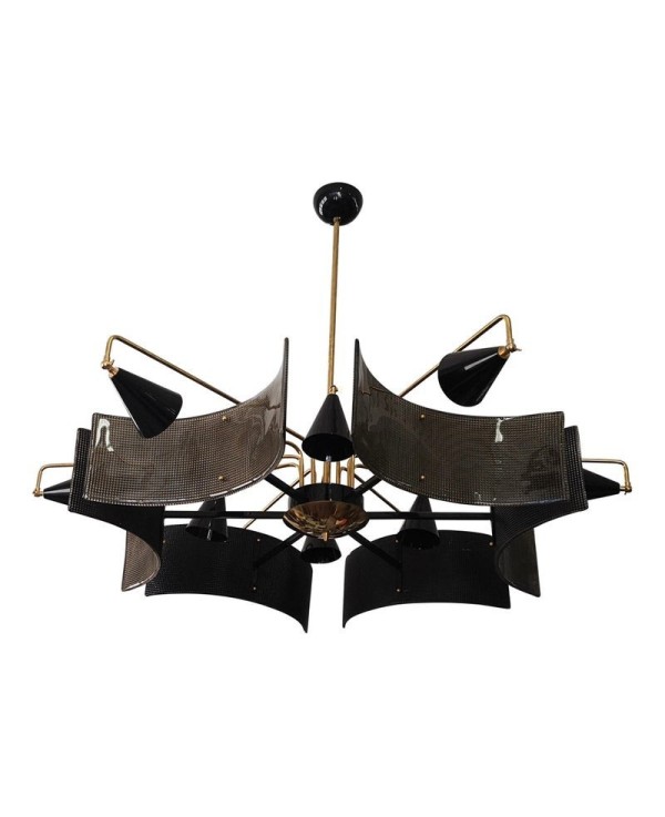 L 84 Lampadario di Murano in vetro e ottone