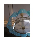 L 78 Lampadario Rotondo in vetro color Tiffany e ottone di Murano, 1980