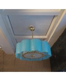 L 78 Lampadario Rotondo in vetro color Tiffany e ottone di Murano, 1980