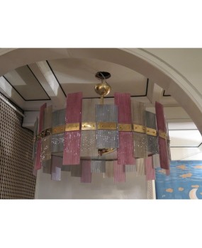 L 77 Lampadario dalla forma circolare in vetro di murano