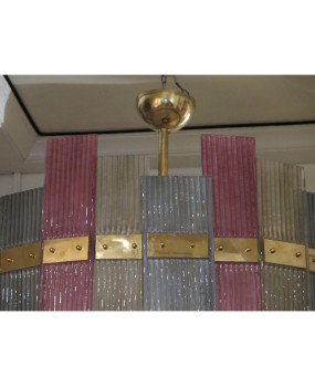 Murano Glass and Brass More Color Midcentury Italian Chandeliers, 1970