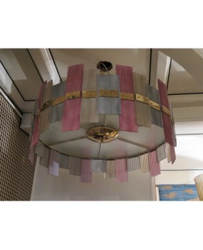 Murano Glass and Brass More Color Midcentury Italian Chandeliers, 1970