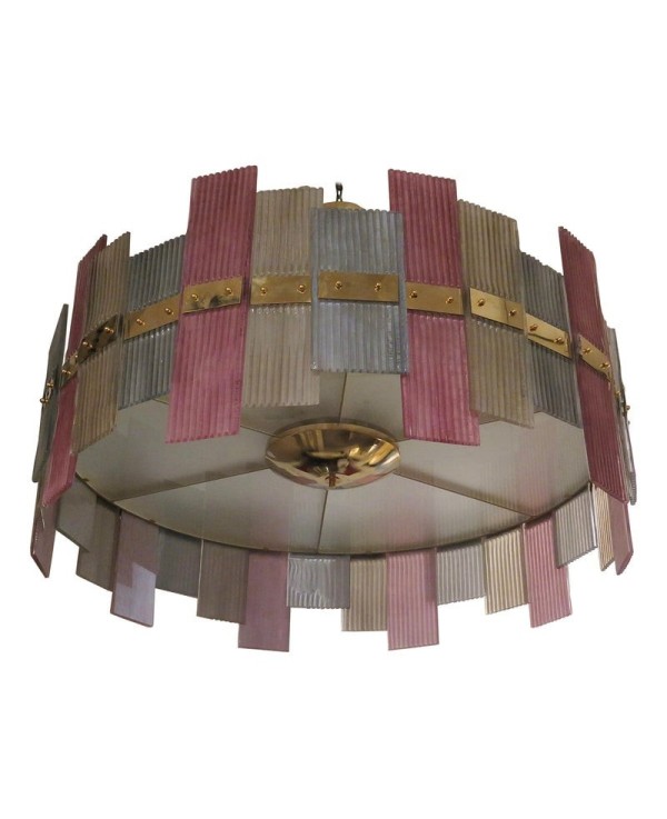 Murano Glass and Brass More Color Midcentury Italian Chandeliers, 1970 Murano Glass and Brass More Color Midcentury Italian Chandeliers, 1970