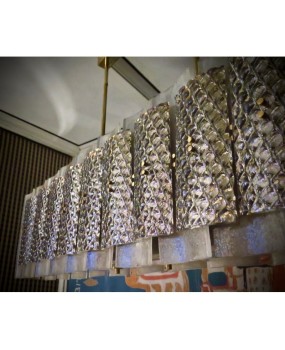 L 76 Lampadario di forma rettangolare in vetro di murano