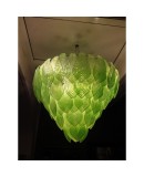 L 75 Lampadario con foglie di Murano color verde