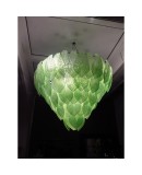 L 75 Lampadario con foglie di Murano color verde