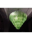 L 75 Lampadario con foglie di Murano color verde