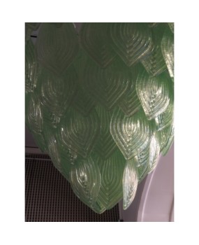 L 75 Lampadario con foglie di Murano color verde
