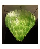 L 75 Lampadario con foglie di Murano color verde