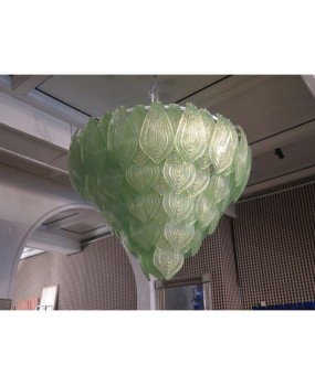 Murano Green Art Glass Italian Art Deco Chandeliers and Pendant