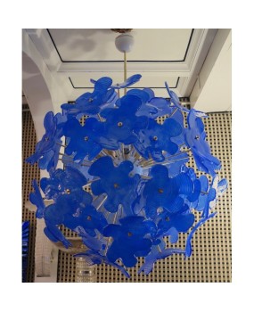 L 72 lampadario Sputnik in vetro di Murano color blu
