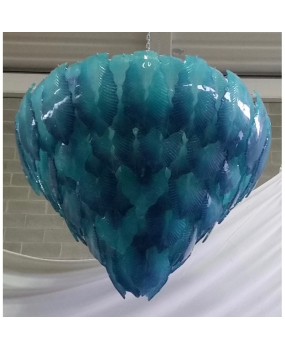 L 68 Lampadario Turchese in vetro di Murano 1950