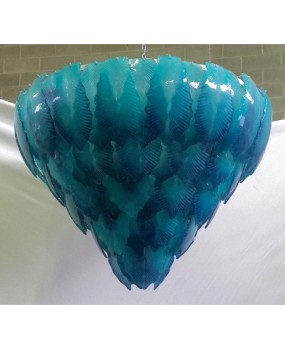 L 68 Lampadario Turchese in vetro di Murano 1950