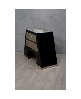 Midcentury Wood Brass and Art Glass Italian Chests of Drawer, 1980