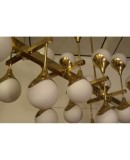 L 61 Lampadario Stilnovo in ottone e vetro