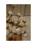 L 61 Lampadario Stilnovo in ottone e vetro