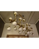 L 61 Lampadario Stilnovo in ottone e vetro