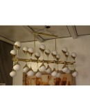 L 61 Lampadario Stilnovo in ottone e vetro