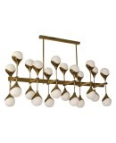 L 61 Lampadario Stilnovo in ottone e vetro