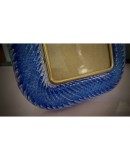 Barovier Toso Murano Blue Color Art Glass Midcentury Picture Frame, 1990