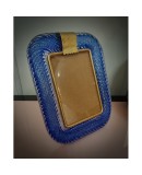Barovier Toso Murano Blue Color Art Glass Midcentury Picture Frame, 1990
