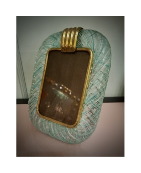 Seguso Vetri D'arte Murano Light Green Blown Glass Picture Frame, 1980