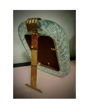 V 57 Seguso Vetri D'arte Murano Cornice in vetro soffiato verde chiaro, 1980