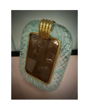 Seguso Vetri D'arte Murano Light Green Blown Glass Picture Frame, 1980
