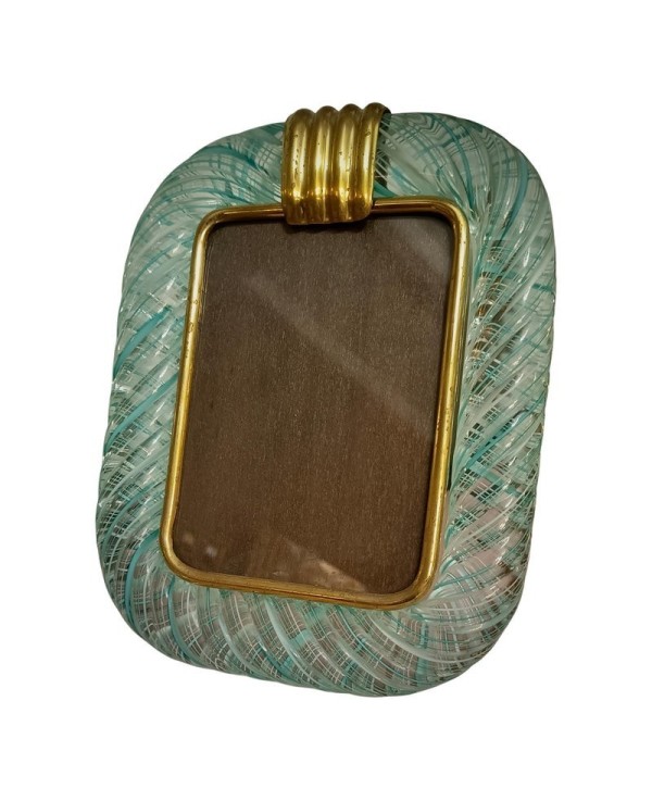 Seguso Vetri D'arte Murano Light Green Blown Glass Picture Frame, 1980 Seguso Vetri D'arte Murano Light Green Blown Glass Picture Frame, 1980