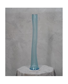 Murano Art Glass Blown Glass Sky Blue Color Midcentury Vase, 1990