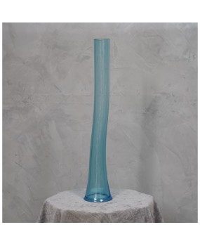 Murano Art Glass Blown Glass Sky Blue Color Midcentury Vase, 1990