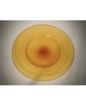 Cappellin Murano Round Orange Color Glass Plate, 1920