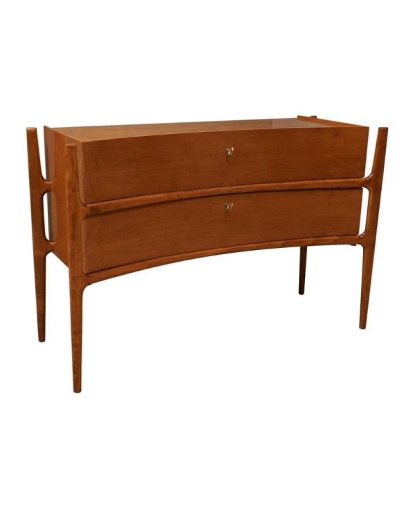 Mid-Century Cherry Wood and Brass Italian Chests of Drawers, 1970 Mid-Century Cherry Wood and Brass Italian Chests of Drawers, 1970