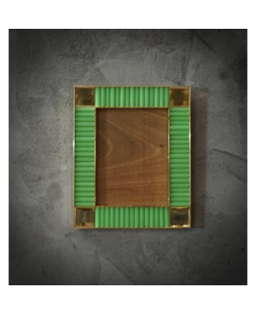 Murano Green Color Glass and Brass Mid-Century Picture Frames, 2000