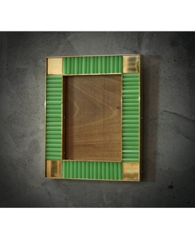 Murano Green Color Glass and Brass Mid-Century Picture Frames, 2000