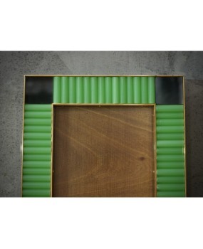 Murano Green and Black Color Glass and Brass Mid-Century Picture Frames, 2000