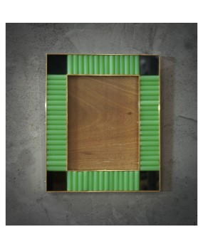 Murano Green and Black Color Glass and Brass Mid-Century Picture Frames, 2000